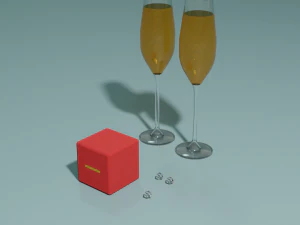 Wedding ring in a box 3D Model