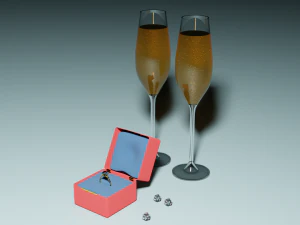Wedding ring in a box 3D Model