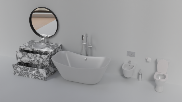 3D Sanitary ware and bathroom furniture model 3D Модель .c4d .max .obj .3ds .fbx .stl .blend 