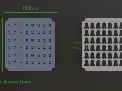 Sprinkle Stencil Ghost Design Digital STL file for 3D printing cookie maker download Modelo de Impressão 3D