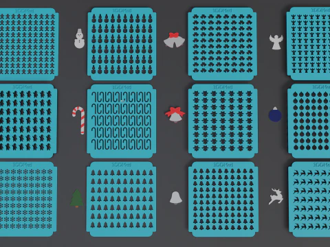 Sprinkles Stencil Navidad set de 12 piezas Modelo de impresión 3D