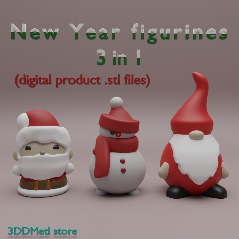 Gnome Santa Snowman 3Dプリントモデル .c4d .max .obj .3ds .fbx .stl .blend 