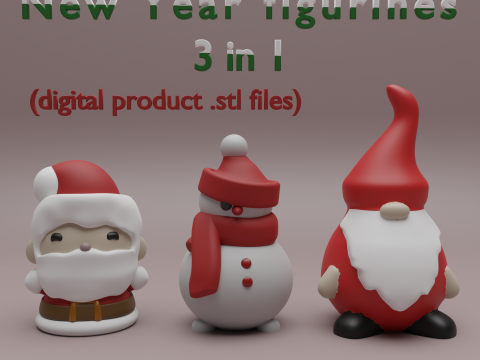 Gnome Santa Snowman 3Dプリントモデル