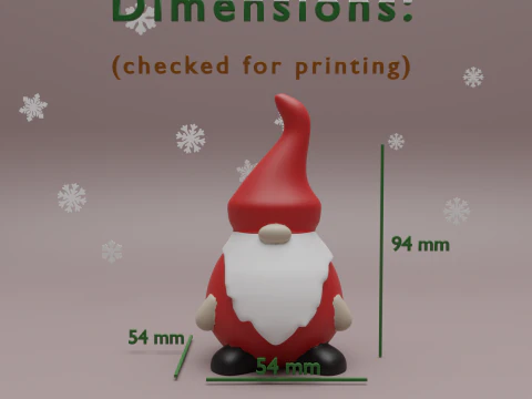 Гном Санта-Снеговик 3D Принт Модель