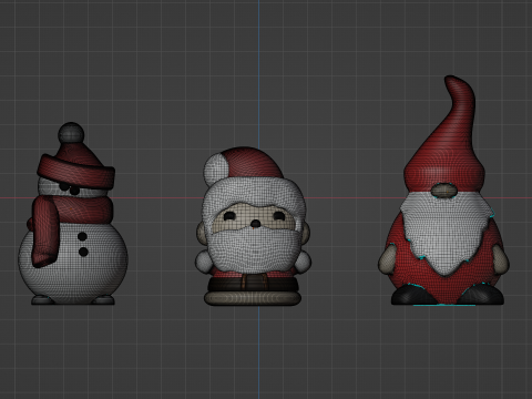 Gnome Santa Snowman 3Dプリントモデル