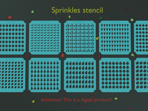 Sprinkle Stencil fruits Design Set of 10 pieces STL file for 3D printing 3D-printmodel