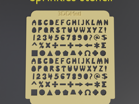 Sprinkle stencil alphabet design 3D-printmodel