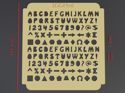 Sprinkle stencil alphabet design 3D-printmodel