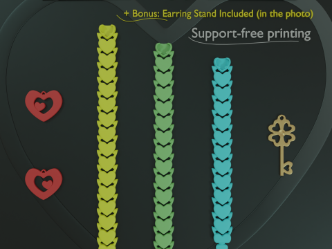 Valentines Day Jewelry Set Prints without supports 3D 打印模型