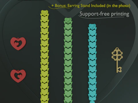 Комплект украшений ко Дню святого Валентина с принтами без подставок 3D Принт Модель