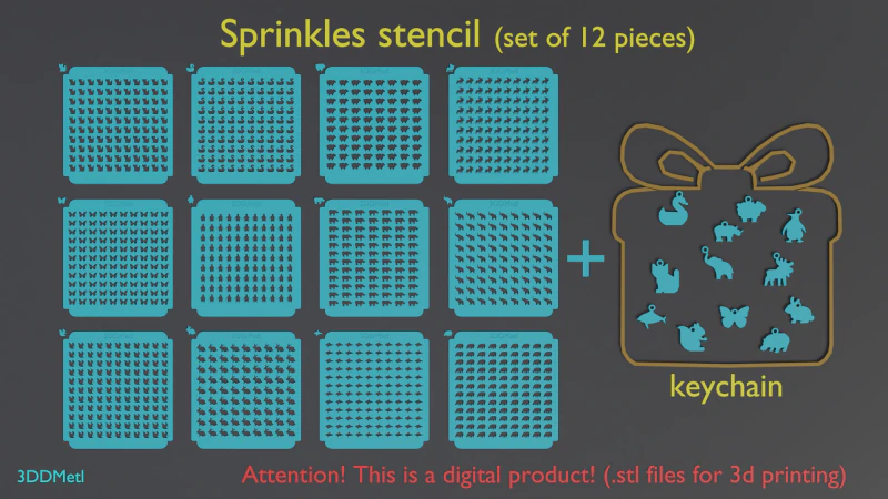 Набор трафаретов Sprinkles, 12 шт. 3D Принт Модель .c4d .max .obj .3ds .fbx .stl .blend 