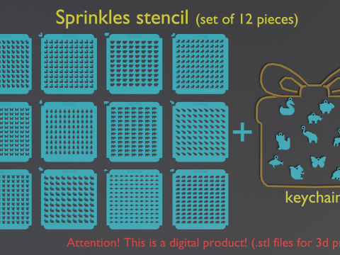 Sprinkles Stencil Set of 12 pieces 3D-printmodel