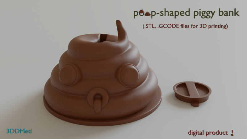 Poop-shaped piggy bank stl gcode files for 3d printing 3D Baskı Modeli .c4d .max .obj .3ds .fbx .stl .blend