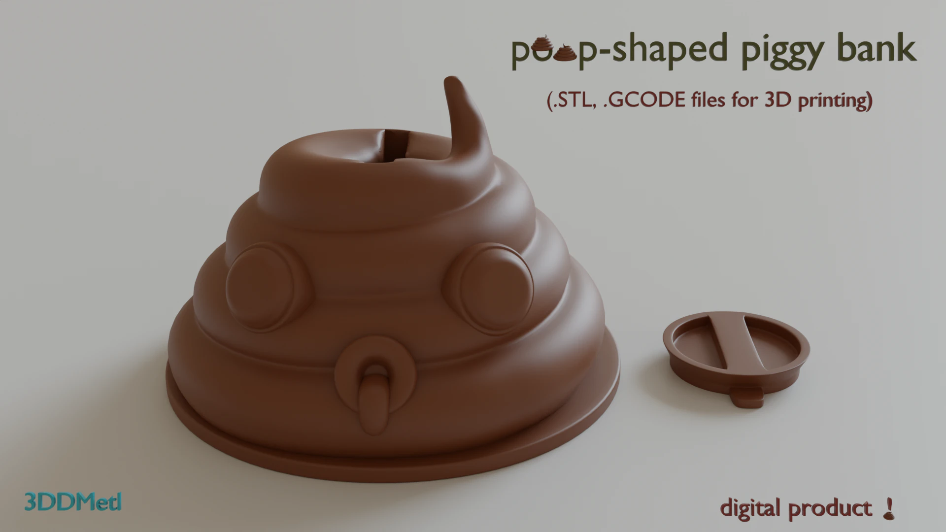 Poop-shaped piggy bank stl gcode files for 3d printing 3D Print Model .c4d .max .obj .3ds .fbx .stl .blend 