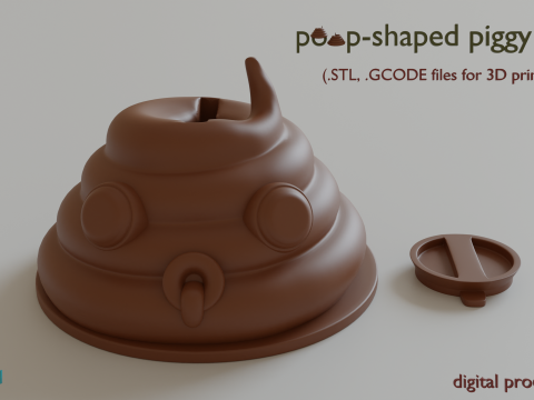 Poop-shaped piggy bank stl gcode files for 3d printing 3D Принт Модель