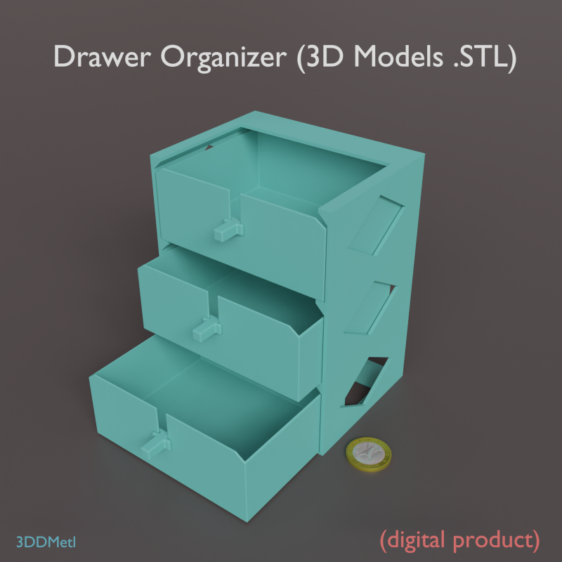 Drawer Organizer 3Dプリントモデル .c4d .max .obj .3ds .fbx .stl .blend 