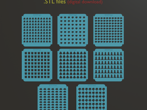 Sprinkles Stencil set 0f 8 pieces STL files for 3D printing 3D-printmodel
