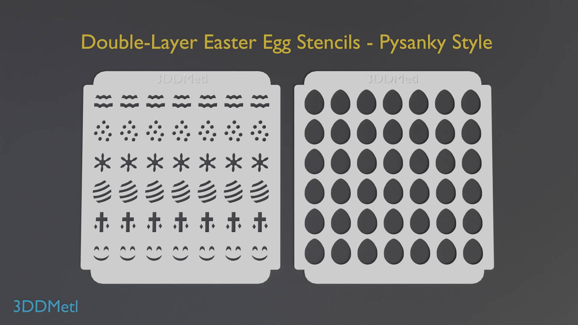 Double-Layer Easter Egg Stencils Pysanky Style 3D Print Model .c4d .max .obj .3ds .fbx .stl .blend