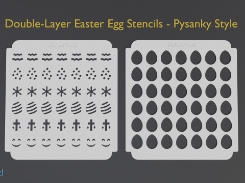Double-Layer Easter Egg Stencils Pysanky Style 3D-printmodel