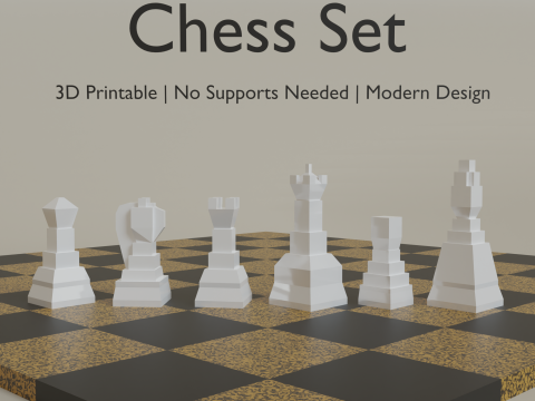 Minimalist Chess Set Modello di stampa 3D