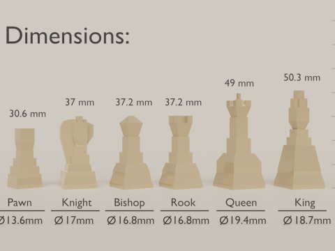 Minimalist Chess Set 3Dプリントモデル