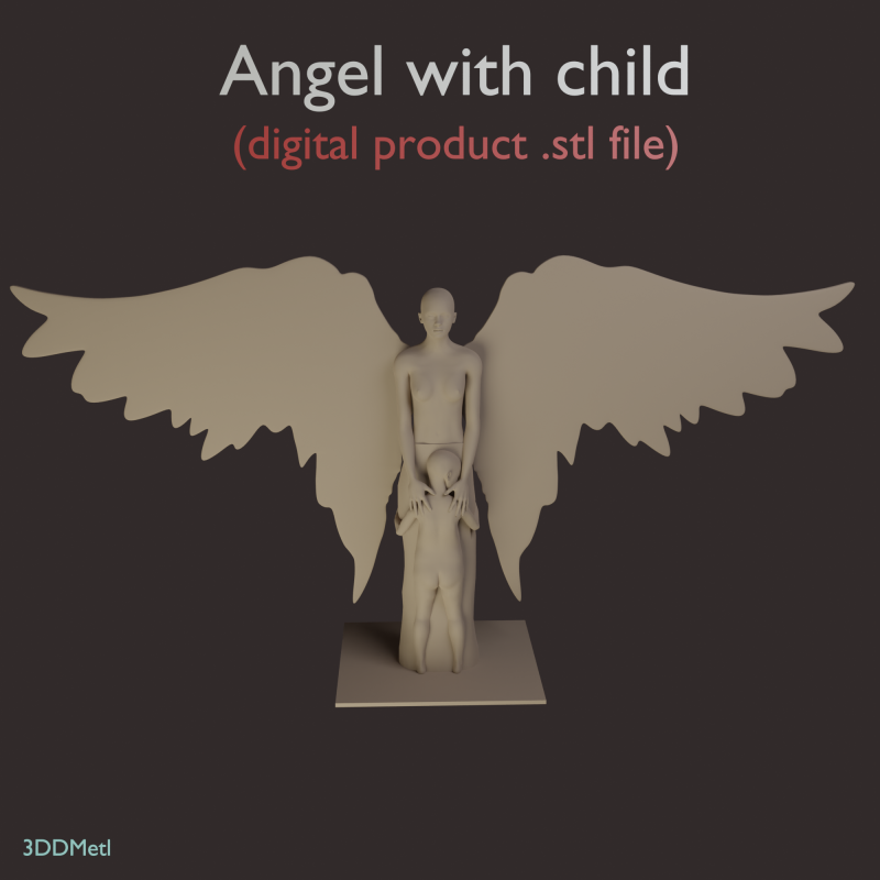 Figurine - angel with child Modello di stampa 3D .c4d .max .obj .3ds .fbx .stl .blend