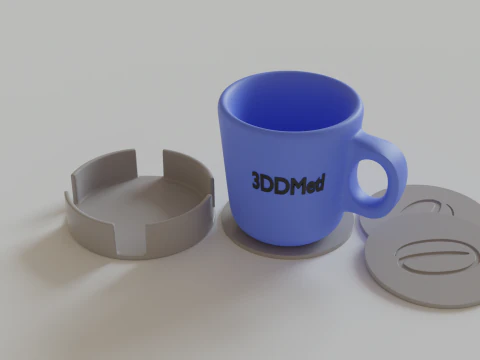 Porta-copos de caf&eacute; com suporte para arquivos stl para impress&atilde;o 3D Modelo de Impressão 3D