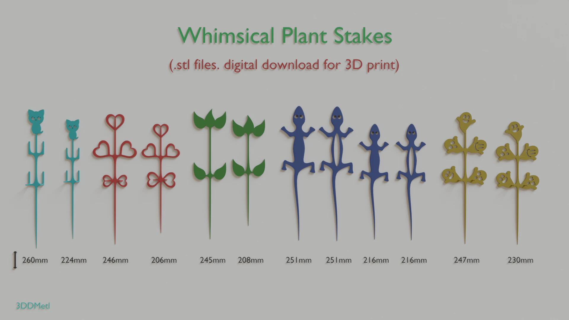 Whimsical Plant Stakes STL files for 3D Print 3D Print Model .c4d .max .obj .3ds .fbx .stl .blend 
