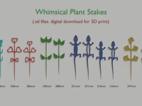 File STL Whimsical Plant Stakes per la stampa 3D Modello di stampa 3D