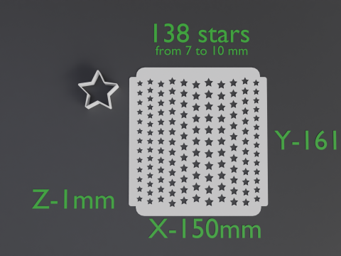 Sprinkle Stencil stars Design Model Cetak 3D