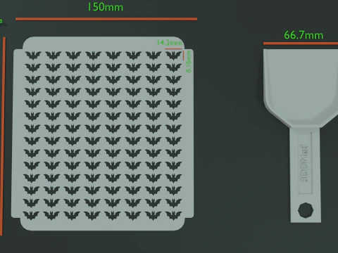 Sprinkle Stencil Bat Design 3D Print Model