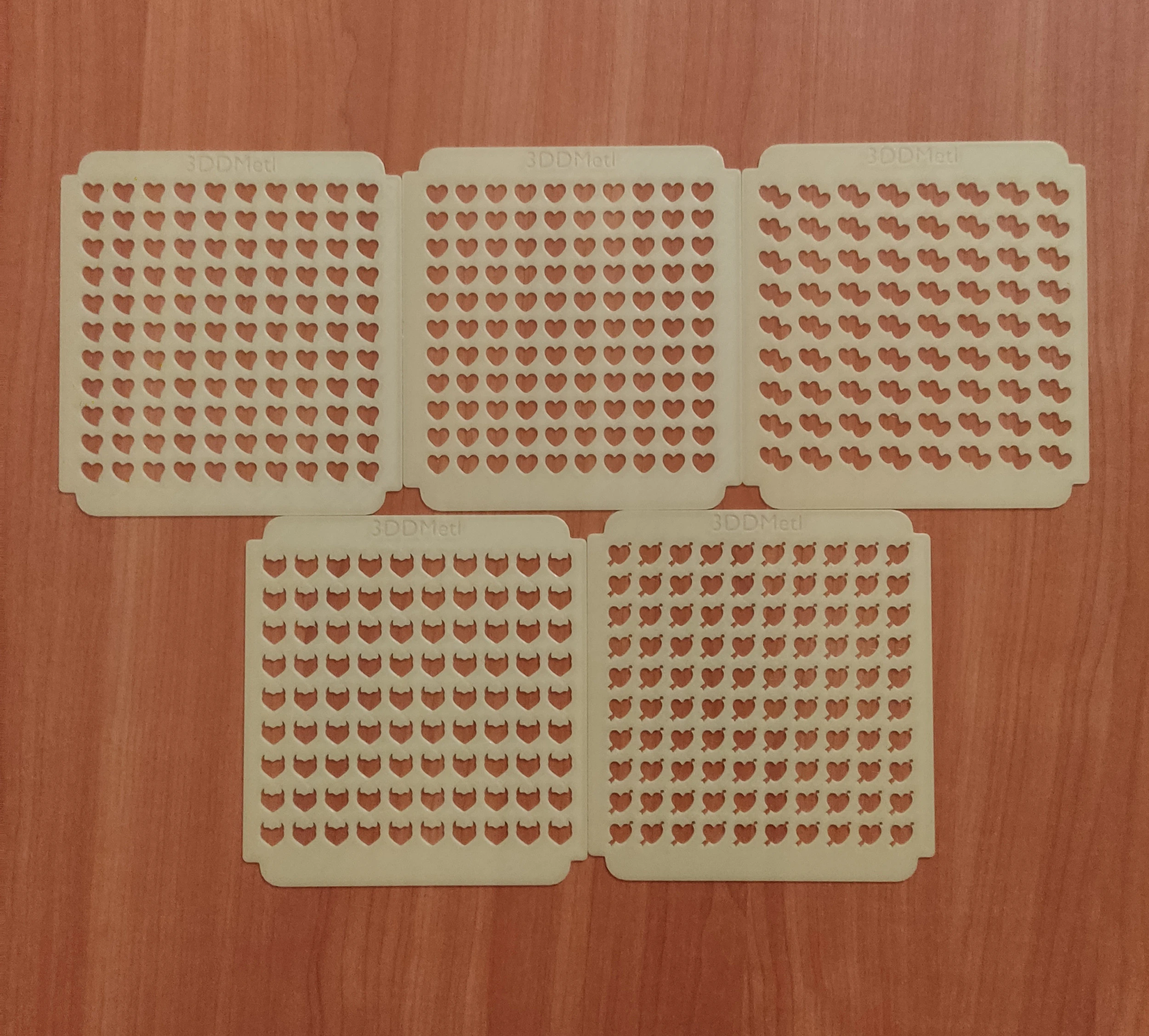 Sprinkles Stencil hearts design set 0f 5 pieces 3D Print Model .c4d .max .obj .3ds .fbx .stl .blend 