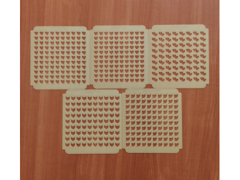 Sprinkles Stencil hearts design set 0f 5 pieces 3D Print Model