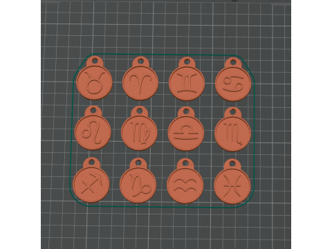 12 Zodiac Signs Medallions Set stl files for 3d printing 3D Принт Модель