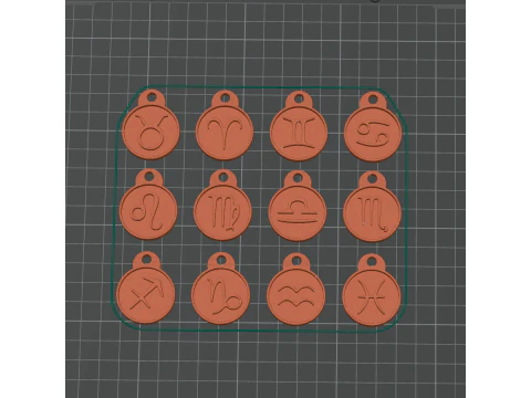 12 Zodiac Signs Medallions Set stl files for 3d printing 3D Print Model