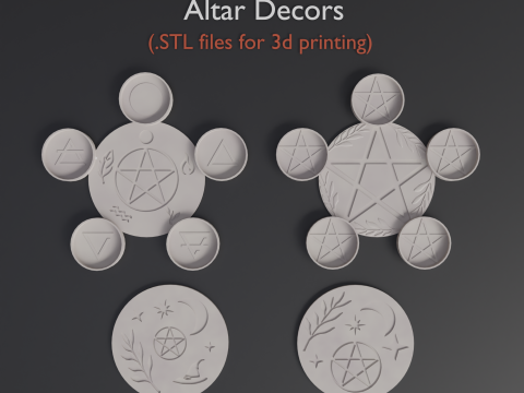 Wiccan candle coaster altar decors Modelo de Impressão 3D