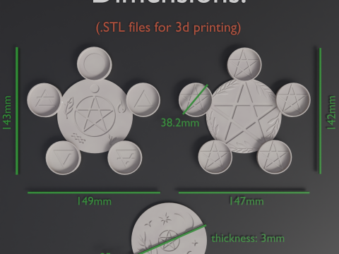 Wiccan candle coaster altar decors 3D Принт Модель