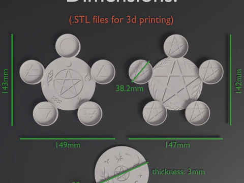 Wiccan candle coaster altar decors 3D Print Model