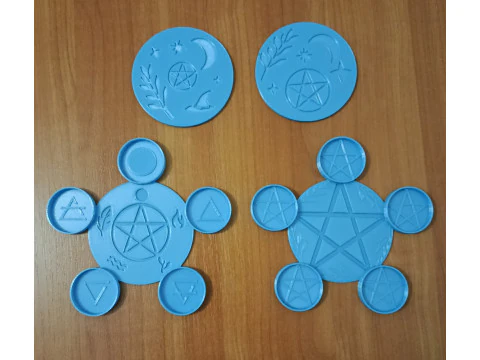 Wiccan candle coaster altar decors 3D Print Model