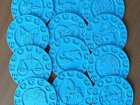 Zodiac Beer Coaster Set 12 Signs STL files for 3d printing 3D 打印模型