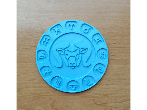 Beer Coaster ARIES STL file for 3d printing Modelo de impresión 3D