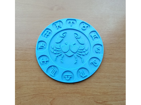 Beer Coaster CANCER STL file for 3d printing 3D Baskı Modeli