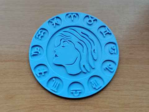 Beer Coaster VIRGO STL file for 3d printing Modelo de Impressão 3D