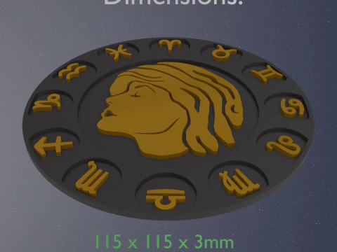 Beer Coaster VIRGO STL file for 3d printing 3D Print Model