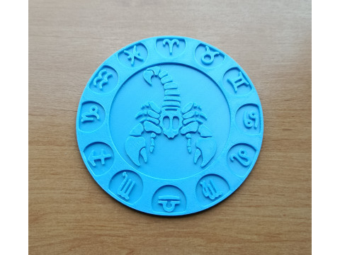 Beer Coaster SCORPIO STL file for 3d printing Modelo de impresión 3D