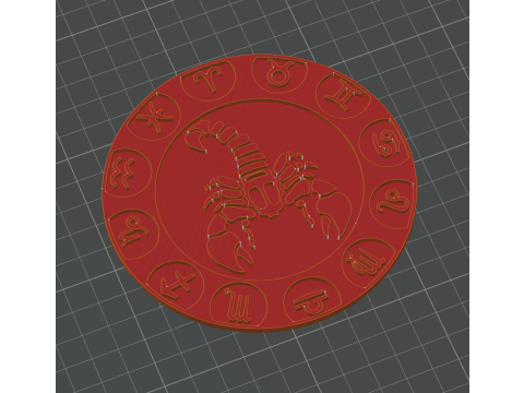 Beer Coaster SCORPIO STL file for 3d printing Modelo de impresión 3D