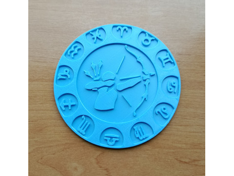 Beer Coaster SAGITTARIUS STL file for 3d printing Model do druku 3D
