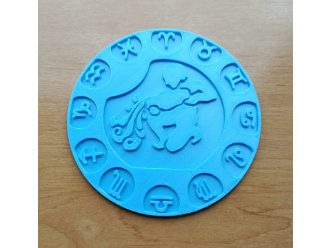 Beer Coaster AQUARIUS STL file for 3d printing 3D Baskı Modeli