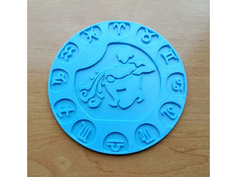 Beer Coaster AQUARIUS STL file for 3d printing 3D Print Model