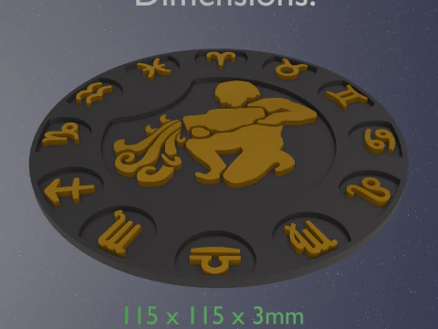 Beer Coaster AQUARIUS STL file for 3d printing 3D Print Model